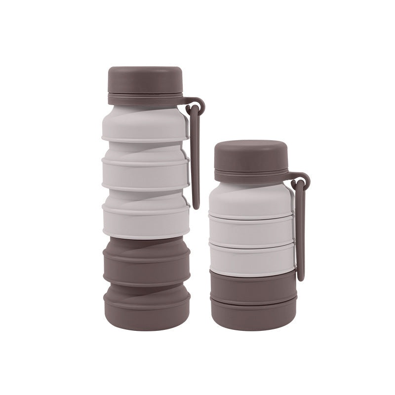 Brown Collapsible Silicone Water Bottle – 510ml Portable Food-Grade Travel & Sports Drink Flask
