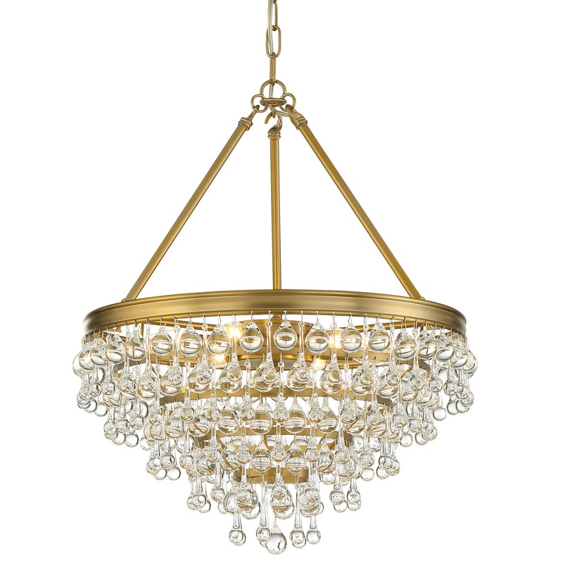 Crystorama 136-VG Calypso Six Light Chandelier Vibrant Gold