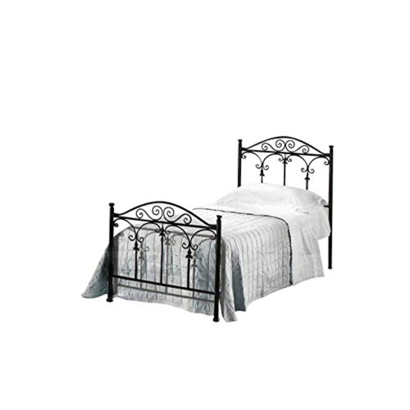 Letto Singolo in Ferro BATTUTO, Modello Lancia, Vari Colori (Nero Sfumature Oro)