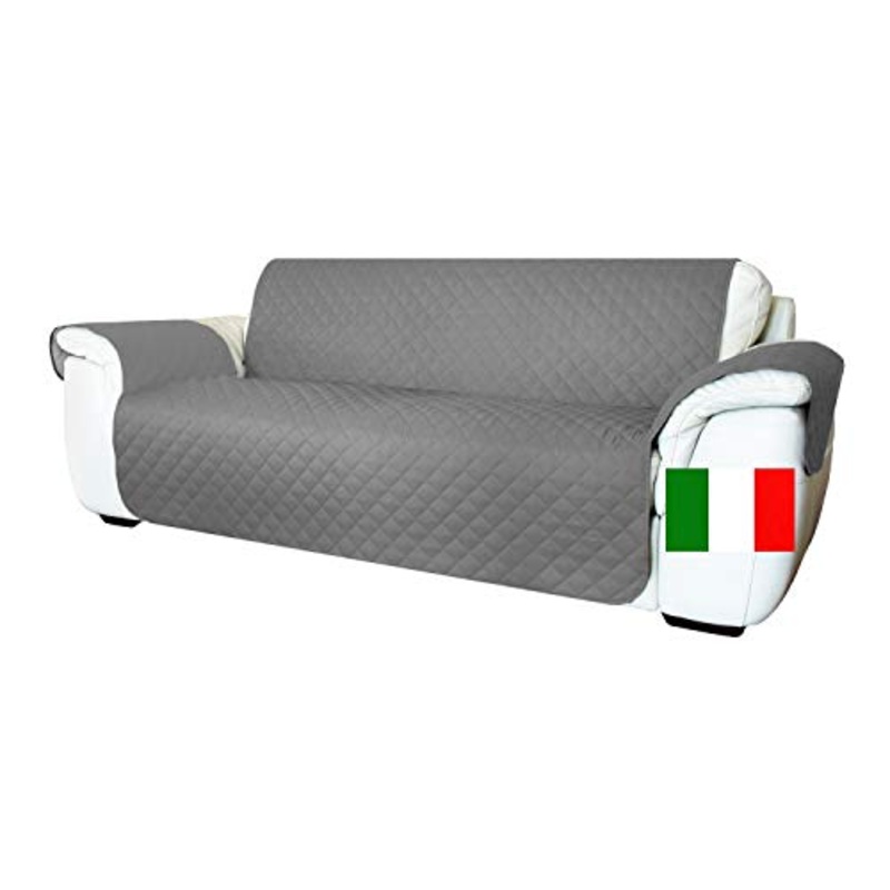Moonange Copridivano 3 Posti Reversibile Impermeabile Tre Colori Antiscivolo Antimacchia AntiGraffio Cani Gatti Grande Copertura Protezione Divano in Pelle 295 cm Seduta 165 cm (Grigio)