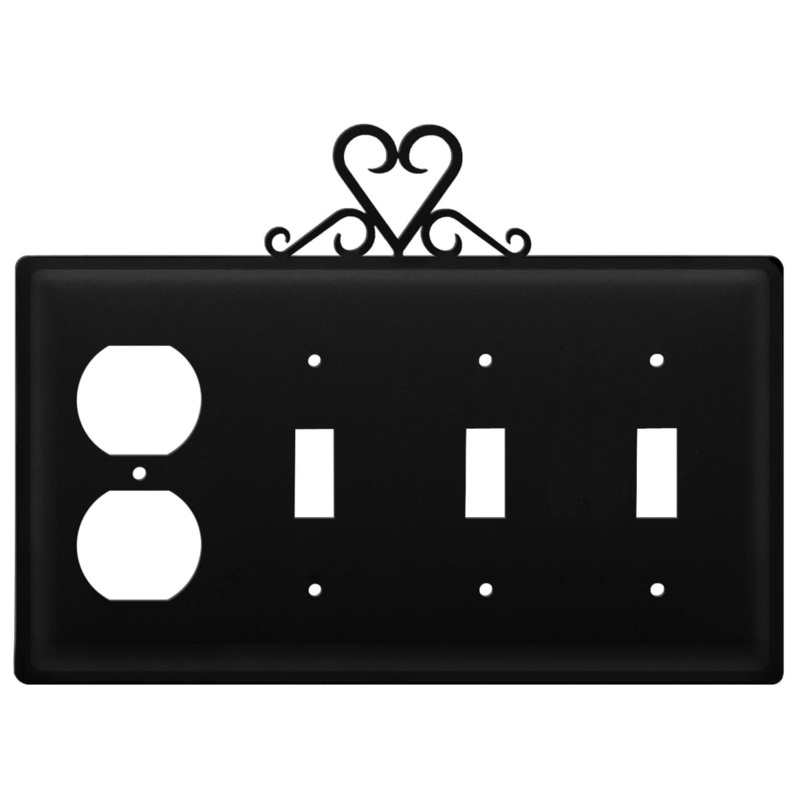 Village Wrought Iron EOSSS-51 Quad Heart Single Outlet and Triple Switch Cover CUSTOM Product
