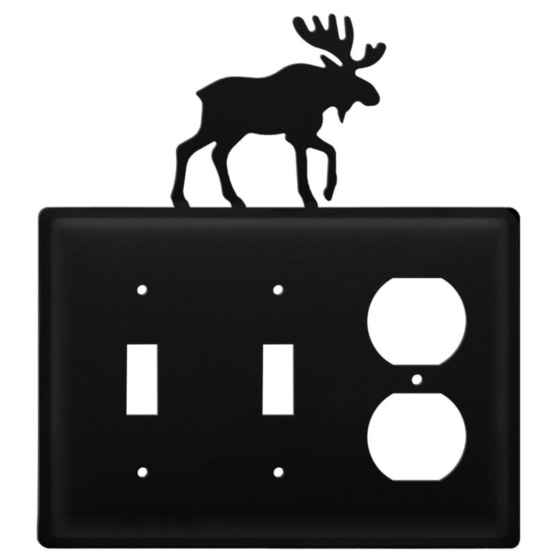 Village Wrought Iron ESSO-19 Triple Moose Double Switch & Single Outlet Cover