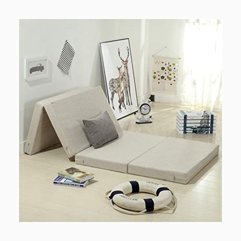 YANGLY 10 Centimetri di Spessore Multifunzionale Materasso Pieghevole Fold 4 Materasso for Pausa Pranzo Mats, Mats Gioco, Tatami, Letti A Castello (Color : Beige, Size : 71x79inch)