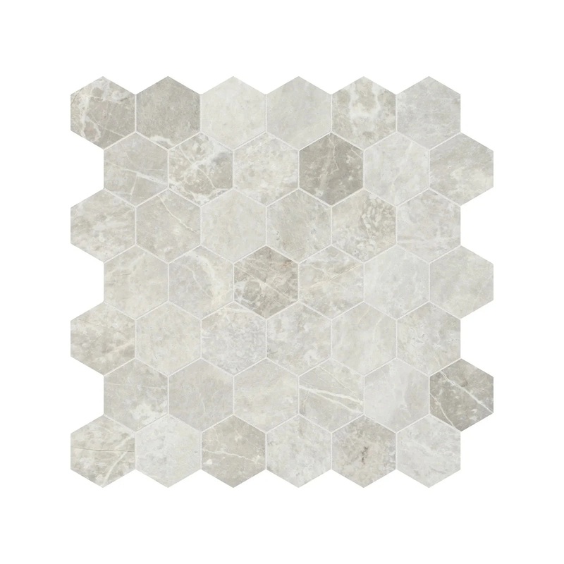 2″ Hex Apollo Argento Honed Marble Mosaic 1 Sheet = .99 Sqft Hexagon
