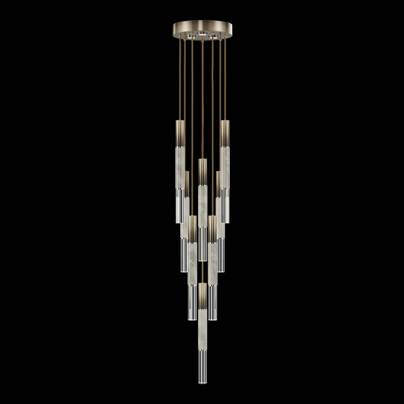 Antonia 16″W Round Pendant Ombre Bronze/Nickel/Smoke