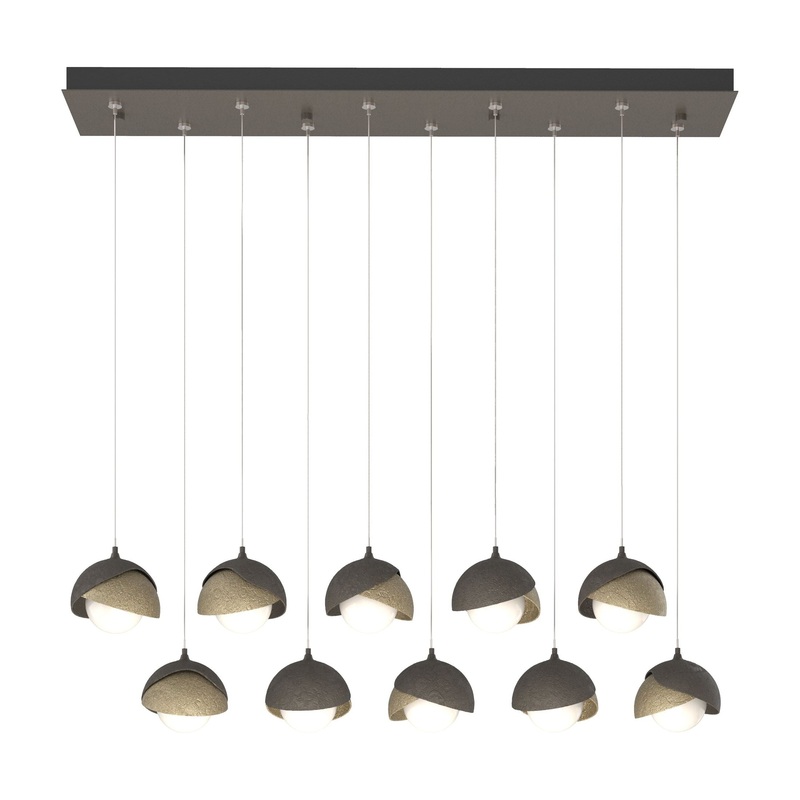 Brooklyn 10-Light Double Shade Pendant Dark Smoke Soft Gold