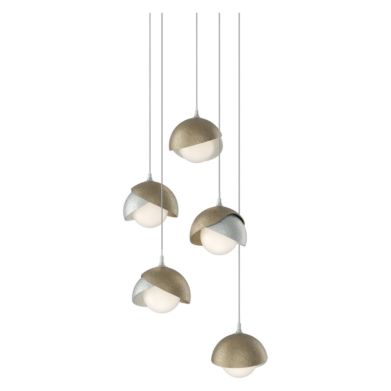 Brooklyn 5-Light Double Shade Pendant Vintage Platinum Soft Gold