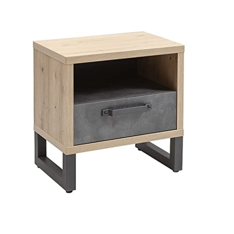 Composad | Comodino della Linea LAFABRICA con 1 Cassetto e 1 Vano, Comodino Camera Da Letto e Cameretta, Dimensioni (LxAxP) 52×53,80×35 cm, Rovere Oak Miele e Grigio Tadao, Made in Italy