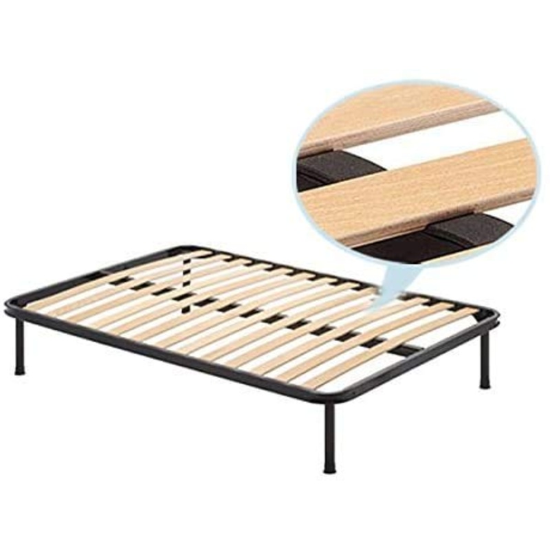 Europrimo Rete a Doghe alla Francese 140×190 cm Struttura in Ferro con doghe in Legno Ortopedica Piedi 35 cm smontabili Inclusi