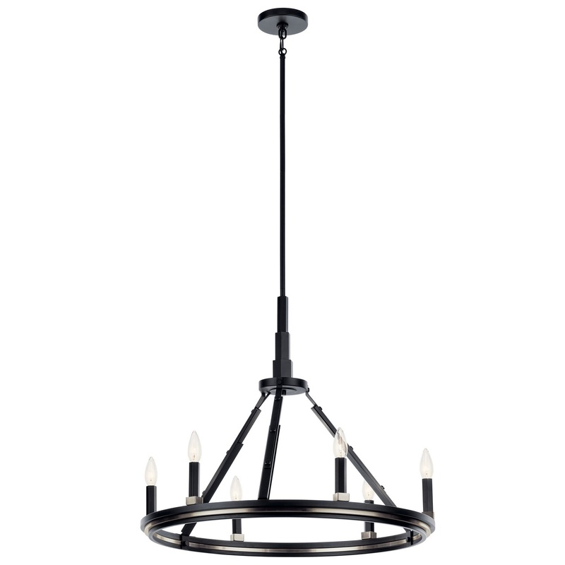 Kichler 52420BK Six Light Chandelier, Black