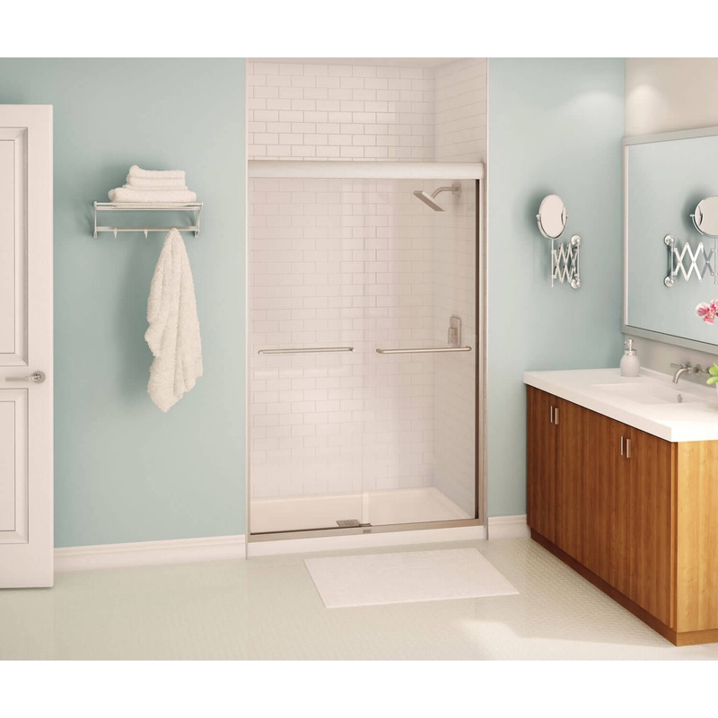 MAAX 134571-900-305-000 Kameleon 43-47 x 71 in. 8 mm Bypass Shower Door for Alcove Installation with Clear glass in Brushed Nickel