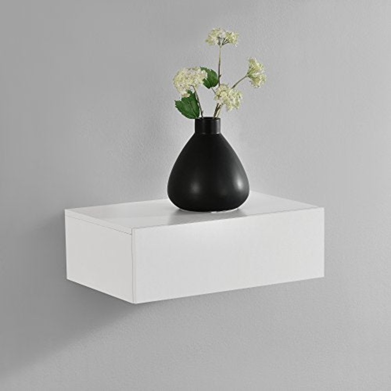 Mensola da Parete con cassetto – Bianco Opaco – 46x30x15cm