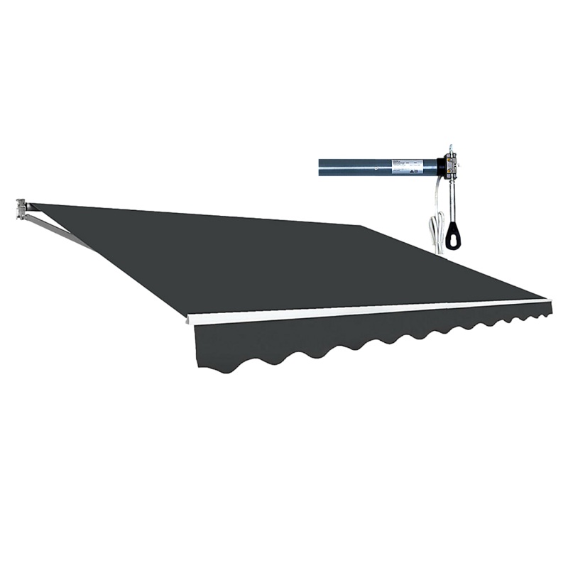 Motorised Outdoor Folding Arm Awning Retractable Sunshade Canopy Grey 4.0m x 2.5m