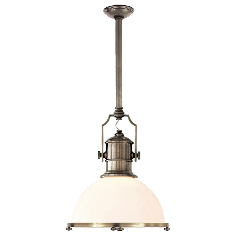 One Light Pendant from the Country Industrial Collection in Antique Nickel Finish by Visual Comfort Signature