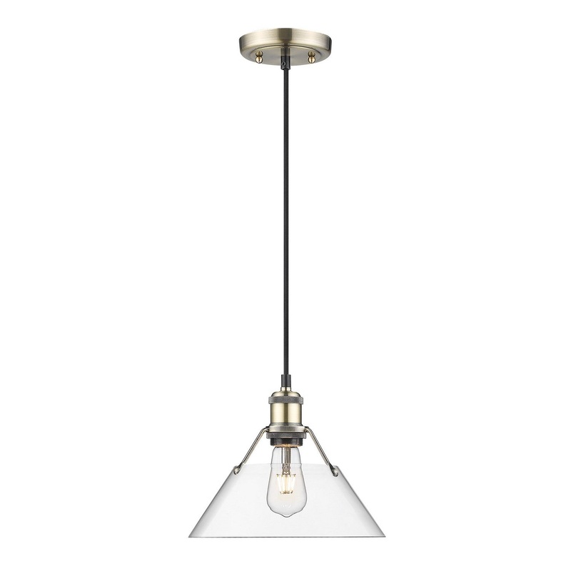 One Light Pendant from the Orwell Collection in Aged Brass Finish by Golden