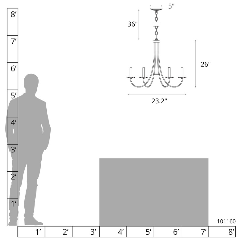Simple Sweep 6-Arm Chandelier White