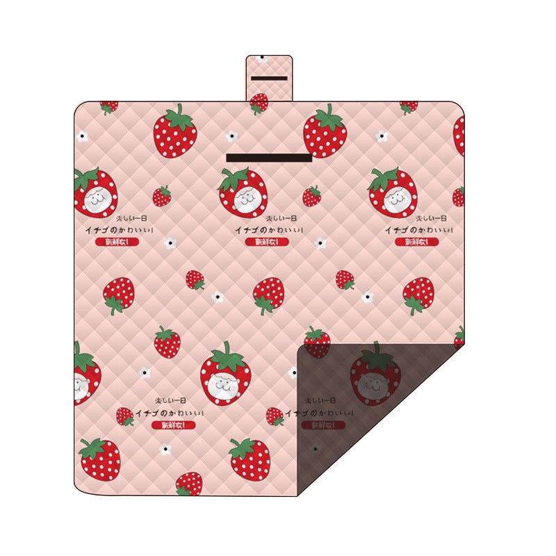 Waterproof Foldable Picnic Blanket with strawberry Print – 200x200cm