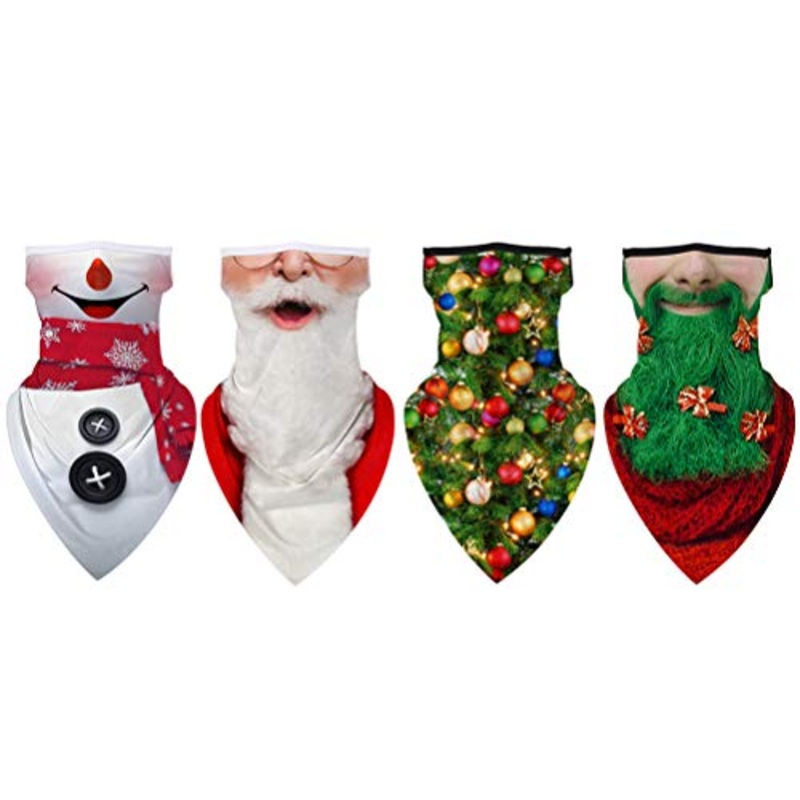 Amosfun 4 Pezzi Bandane per Il Viso di Natale Ghette per Il Collo Sciarpa per Il Viso Senza Cuciture Passamontagna Copriletto per Il Viso con Anelli per Le Orecchie per Adulti Uomini