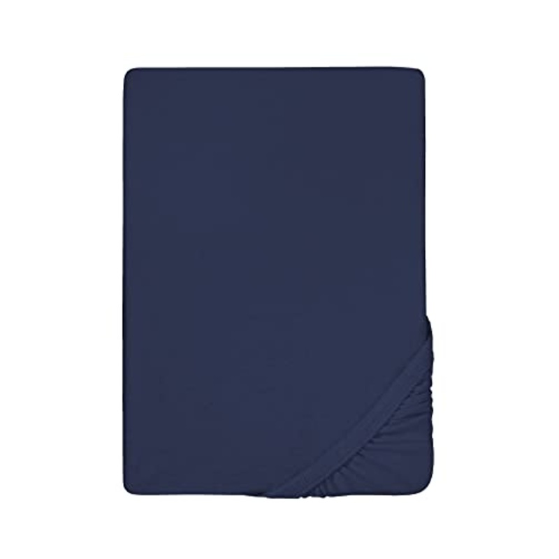 Biberna 0012344 Lenzuolo Frottee-Stretch (Altezza Materasso max. 22 cm) 1X 90X190 cm > 100X200 cm, Marino