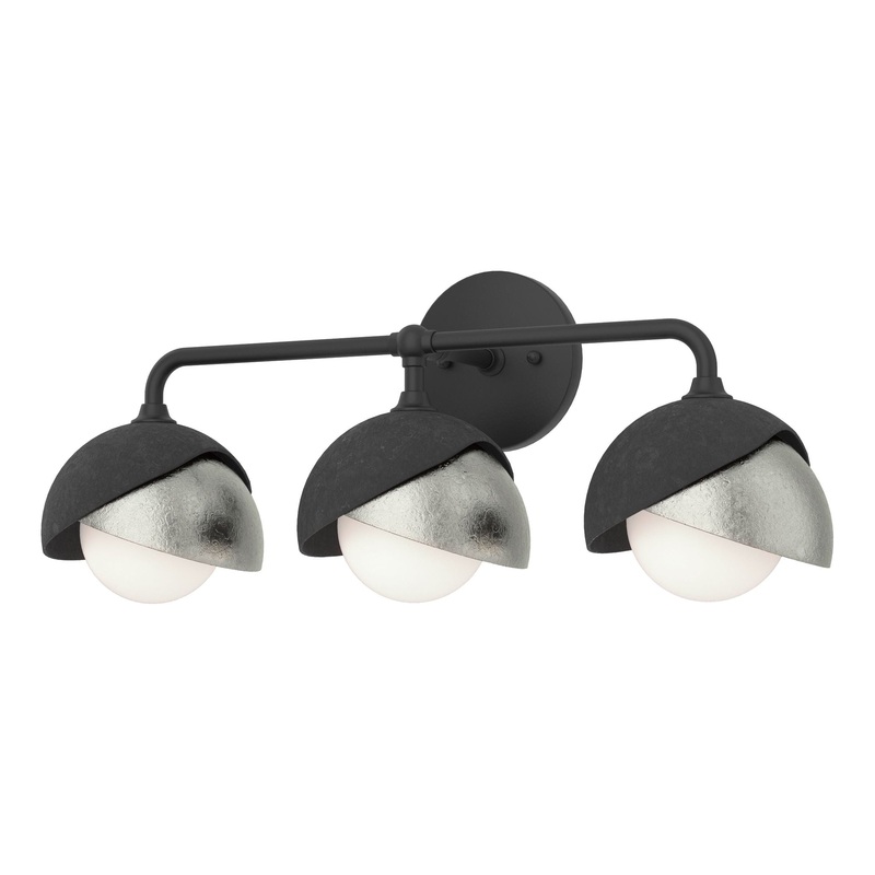 Brooklyn 3-Light Double Shade Bath Sconce Black Sterling