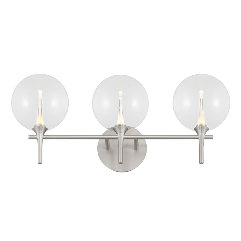 Iissa 3-Light Vanity Light Nickel Clear Glass