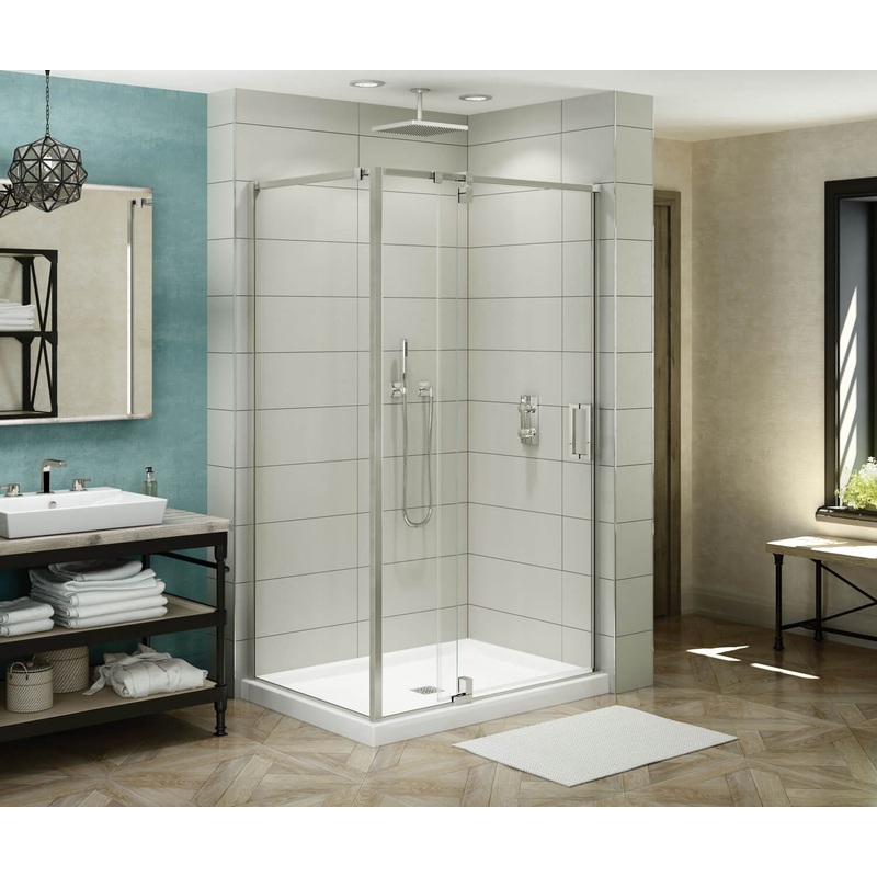 MAAX 137857-900-305-000 ModulR 48 x 36 x 78 in. 8mm Pivot Shower Door for Corner Installation with Clear glass in Brushed Nickel