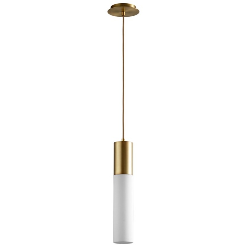 Magnum Single-Light Pendant with Acrylic Shade – Aged Brass