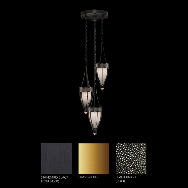 Mirage 17.5″W Round Pendant Black Iron/Brass/Black Knight