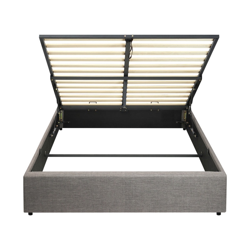 Oikiture Bed Frame Double Size Gas Lift Base With Storage