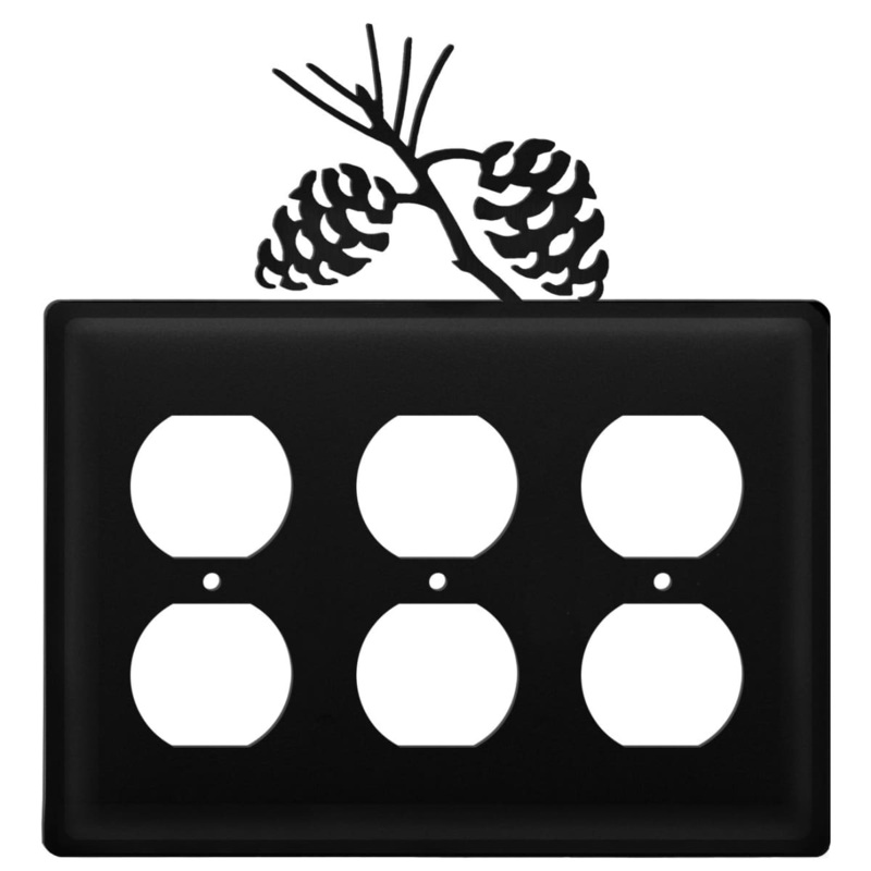 Village Wrought Iron EOOO-89 Triple Pinecone Triple Outlet Cover CUSTOM Product