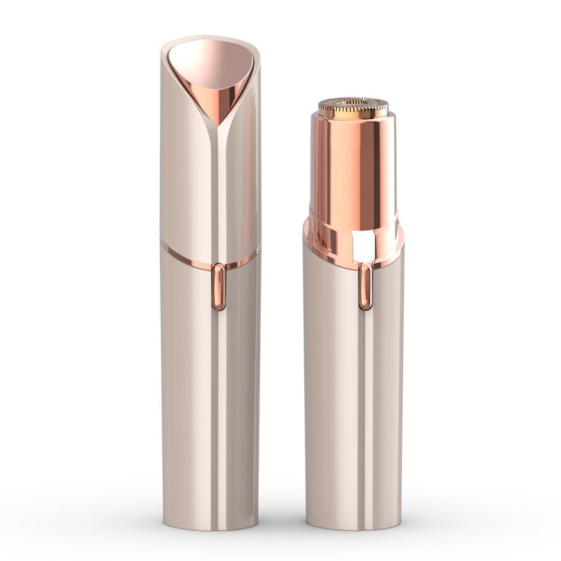 Champagne Gold Mini Lipstick Electric Shaver – USB Rechargeable Facial Hair Remover
