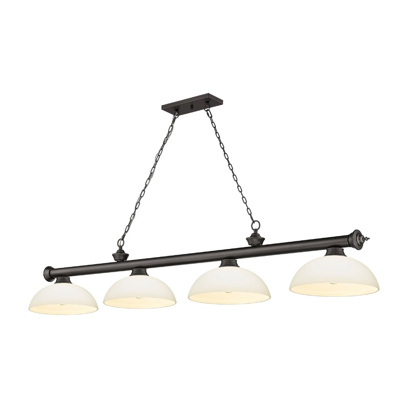 Cordon 4-Light Billiard Bronze Dome Matte Opal Glass