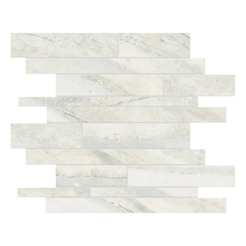 Evolution Ice Random Strip Matte Porcelain Mosaics. 1 Sheet = .96 Sq. Ft. (69-200)