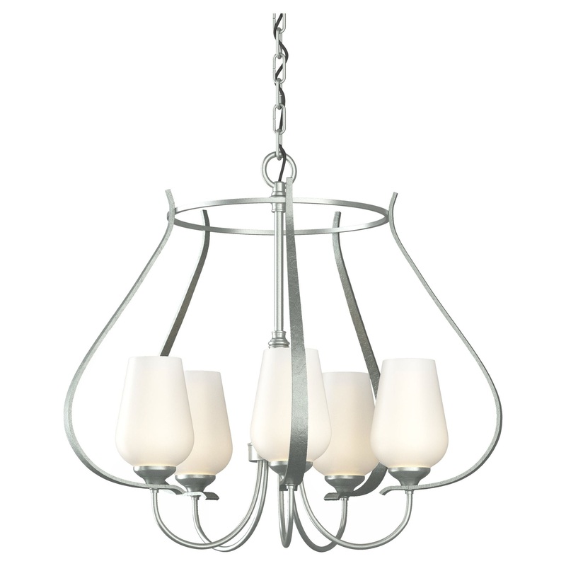 Flora 5-Arm Chandelier Vintage Platinum Opal Glass (GG)