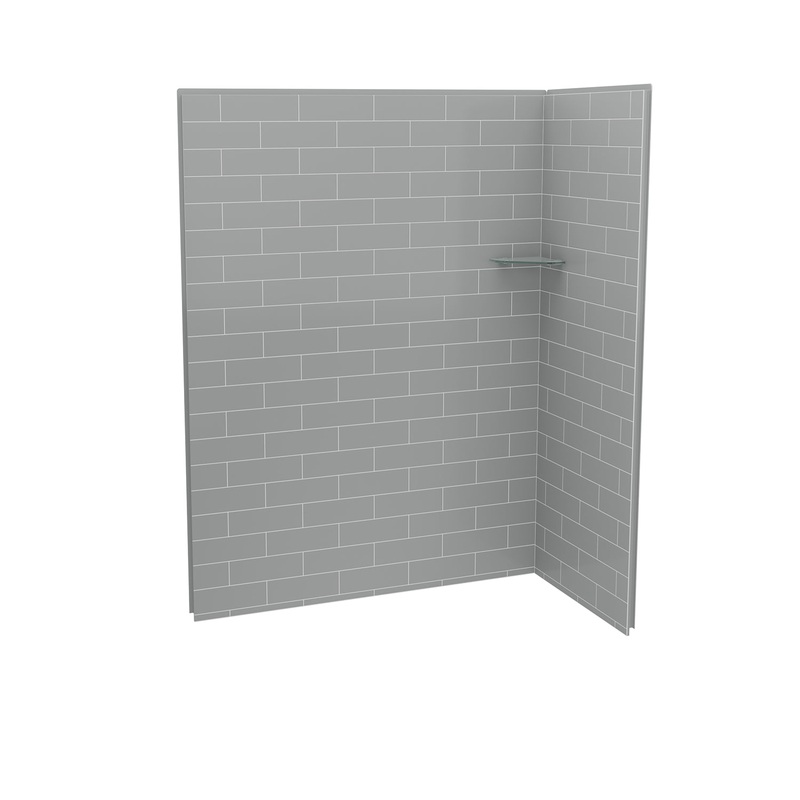 MAAX 107458-301-501 Utile 6032 Composite Direct-to-Stud Two-Piece Corner Shower Wall Kit in Metro Ash Grey