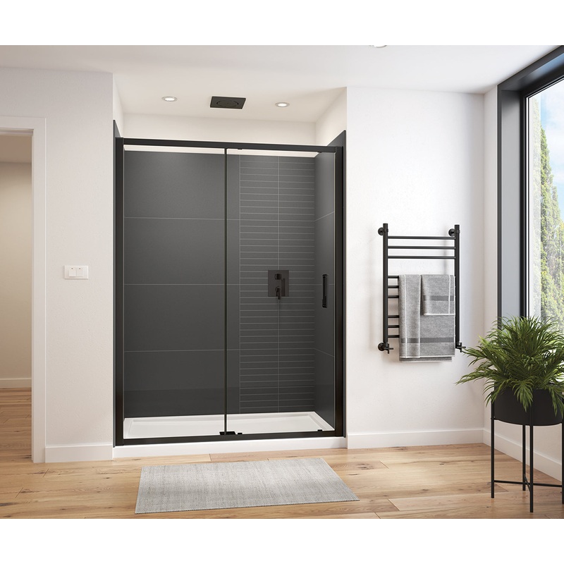 MAAX 135238-900-340-000 Connect Pro 57-58  x 76 in. 6mm Sliding Shower Door for Alcove Installation with Clear glass in Matte Black