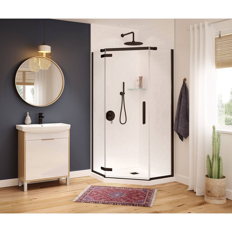 MAAX 137300-900-173-000 Hana Neo-angle 38 x 38 x 75 in. 8mm Pivot Shower Door for Corner Installation with Clear glass in Dark Bronze