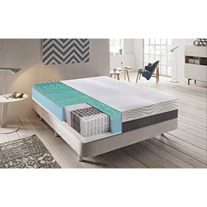 Materassiedoghe – Materasso Singolo a Molle indipendenti insacchettate SFODERABILE e 4 cm di Memory a 9 Zone differenziate – Ergonomico – Antibatterico – Elastico e Indeformabile (90X200)