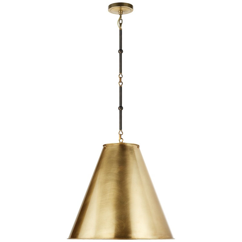 One Light Pendant from the Goodman Collection in Bronze With Antique Brass Finish by Visual Comfort Signature