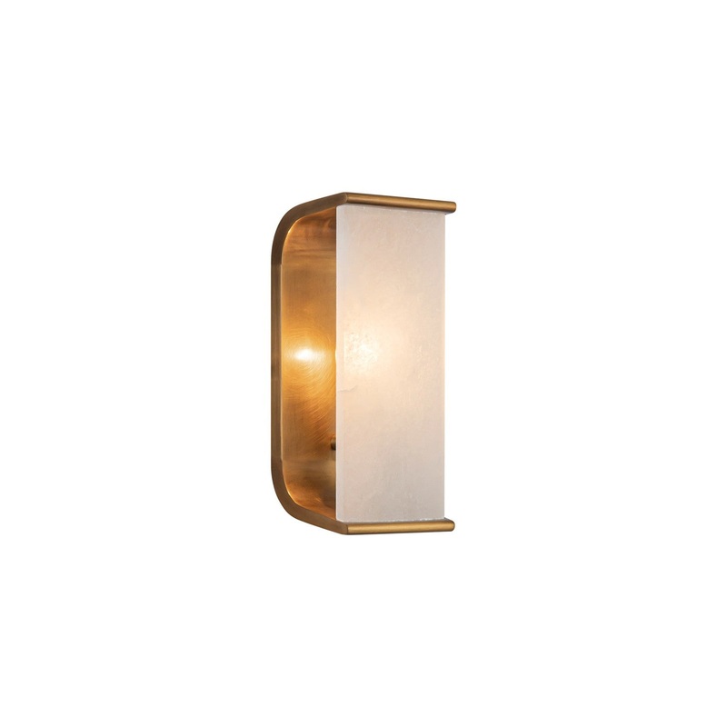 One Light Wall Sconce from the Abbott Collection in Vintage Brass/Alabaster Finish by Alora