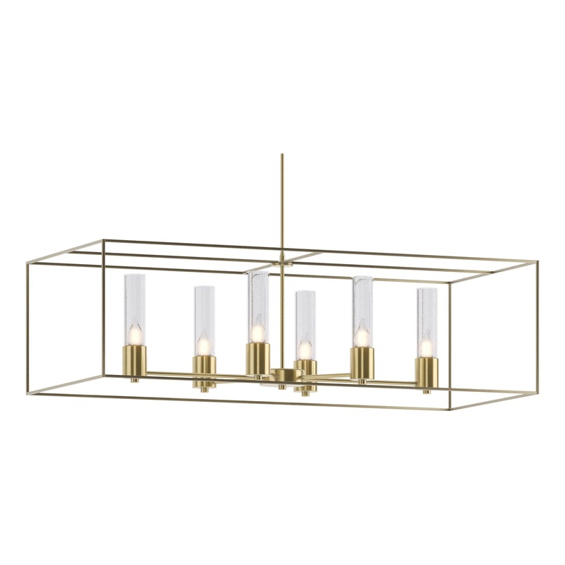 Portico Pendant Modern Brass Soft Gold Seeded Clear Glass (II)