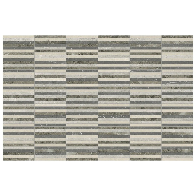 Utopio 1/2″ x 6″ In Stacked Terra Honed + Polished Blend Natural Stone Waterjet Mosaic