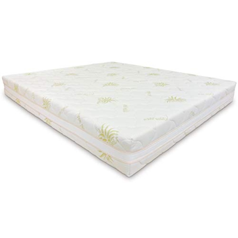 Baldiflex Emporio Fodera per Materasso Matrimoniale in Aloe Vera, Coprimaterasso, con Fascia Traspirante, Sfoderabile con Zip, Atossica, Misura 160x200x23 cm