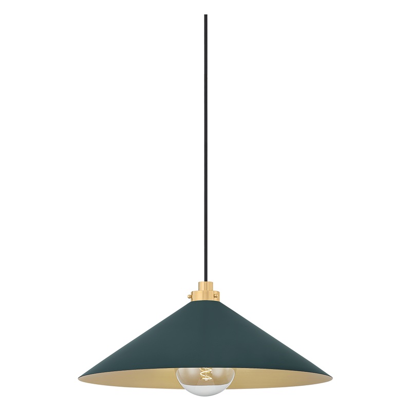 Clivedon 1-Light Pendant Aged Brass/Soft Studio Green