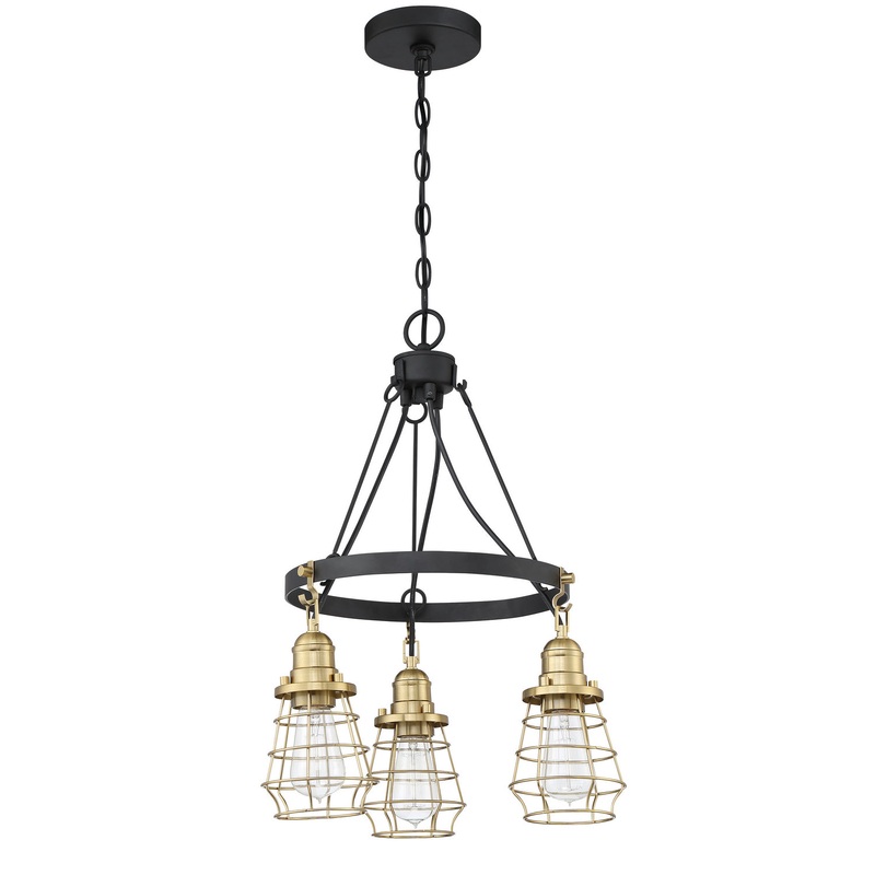 Craftmade 50623-FBSB Thatcher Three Light Chandelier Flat Black/Satin Brass (Discontinued)
