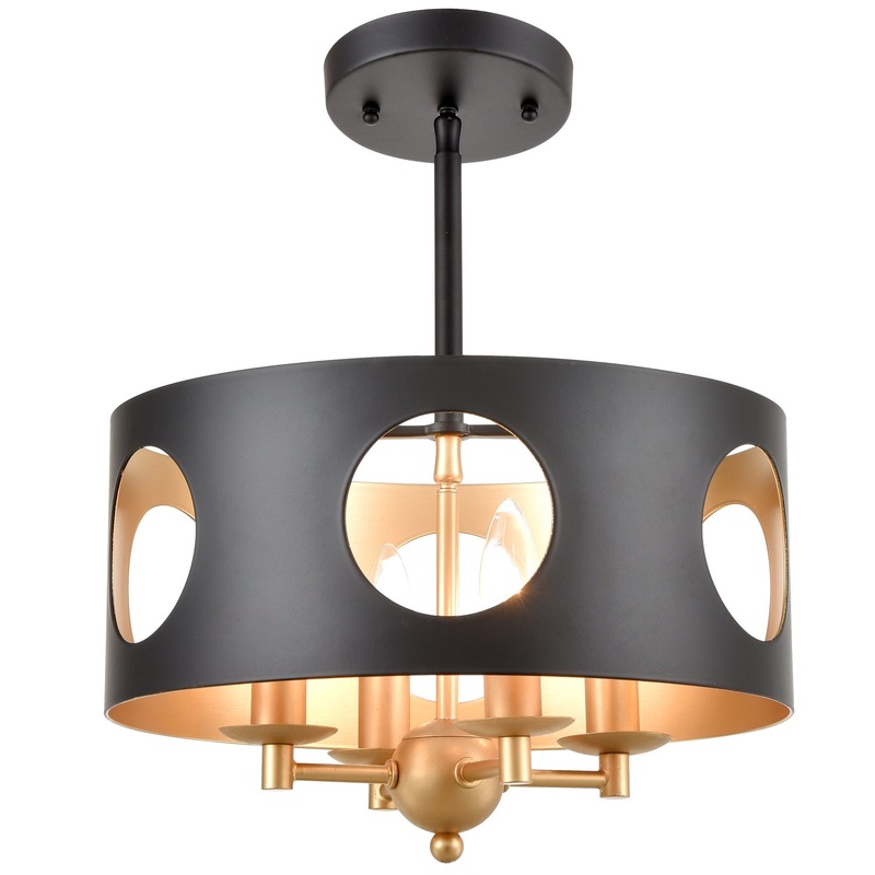 Crystorama ODE-700-BK-GA Odelle Four Light Pendant Black / Antique Gold