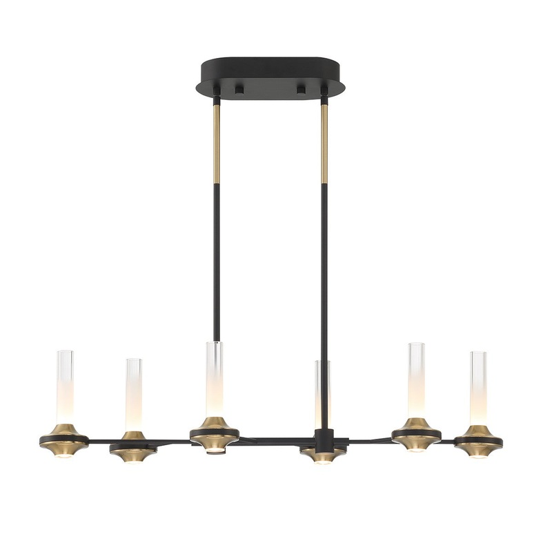 LED Chandelier from the Torcia Collection in Black and Brass Finish by Eurofase