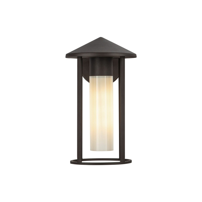 One Light Exterior Wall Mount from the Tenko Collection in Bronze/Glossy Opal Glass Finish by Alora