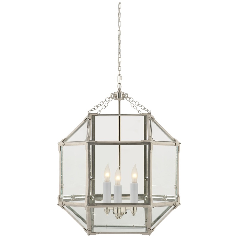 Three Light Lantern from the Morris Collection in Polished Nickel Finish by Visual Comfort Signature