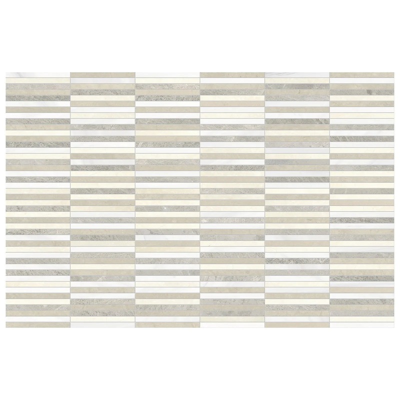 Utopio 1/2″ x 6″ In Stacked Dune Honed Natural Stone Waterjet Mosaic